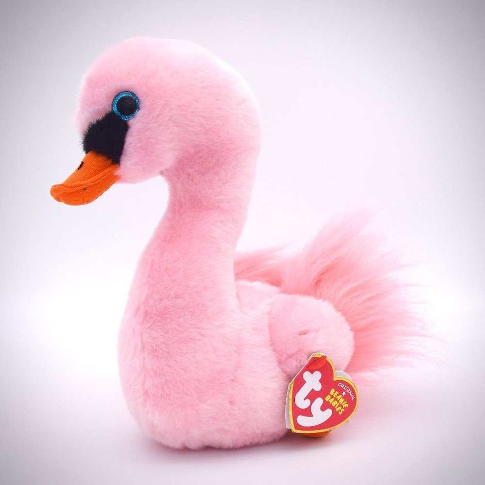 TY Odette Pink Swan Plush Original Beanie Babies Collection Stuffed Animal Toy